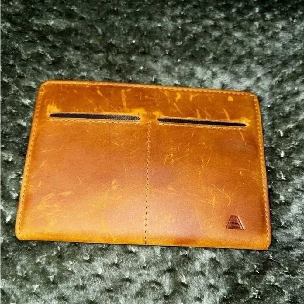 Andar Minimalist Full Grain Leather Slim Card Holder Wallet Tan